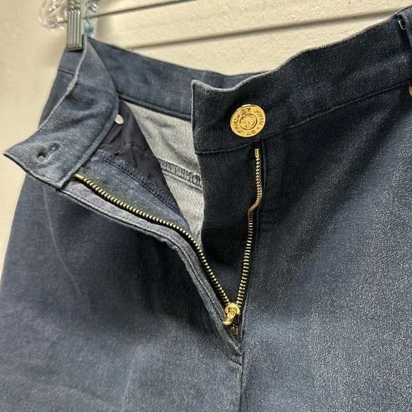 St John Sport Pants Straight Leg Stretch Pockets Denim Chambray Navy Blue Size 6 - Picture 6 of 8